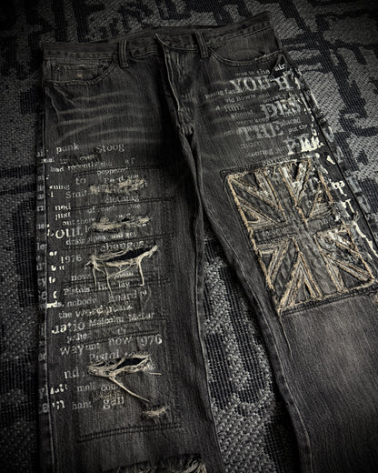 Edge Rupert Union Jack Distressed Flared Jeans