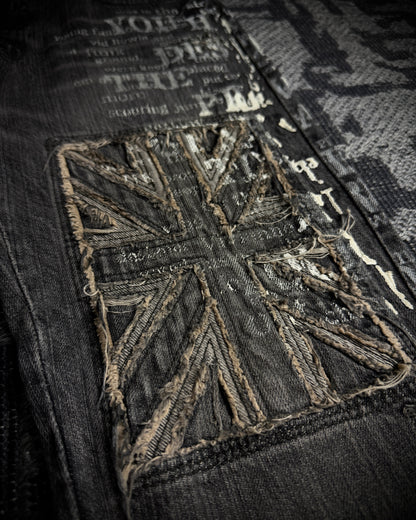 Edge Rupert Union Jack Distressed Flared Jeans
