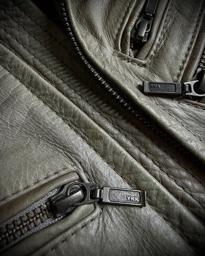Tornado Mart Beige Cow Leather Real Fur Jacket