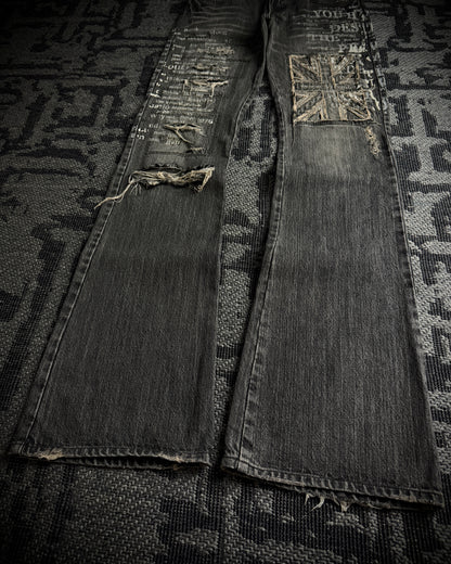 Edge Rupert Union Jack Distressed Flared Jeans