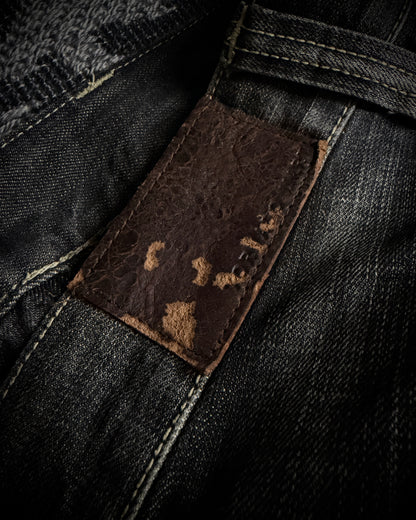 Tornado Mart Python-Trim Distressed Bootcut Denim