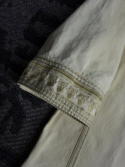 In the Attic Skull Cross Embroidered 3/4 Sleeve Shirt
