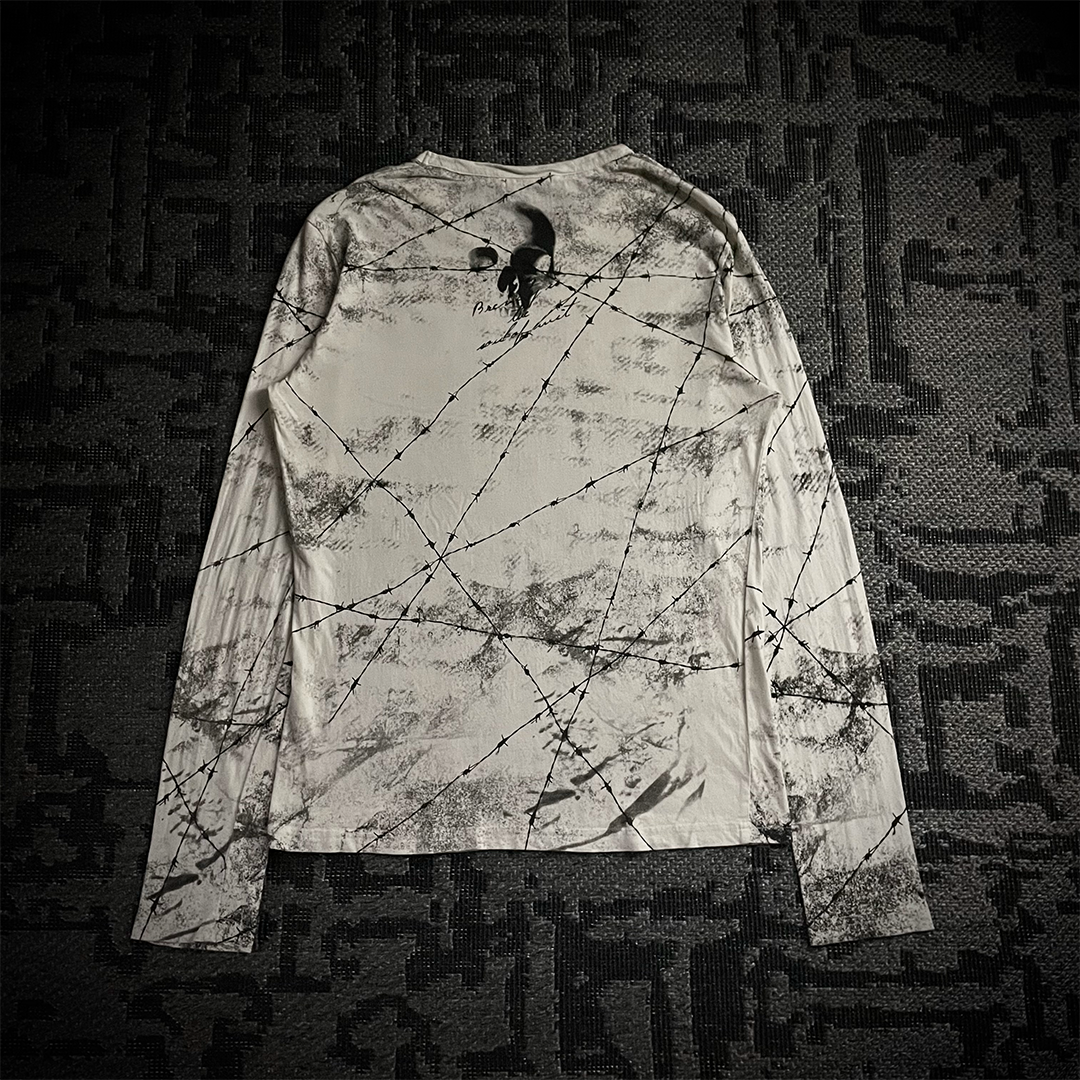 Daily News Skull Barbed Wire Full Print Long Sleeve T-shirt