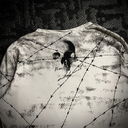 Daily News Skull Barbed Wire Full Print Long Sleeve T-shirt