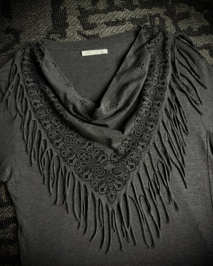 Discovered Fringed Draped Graphic T-Shirt