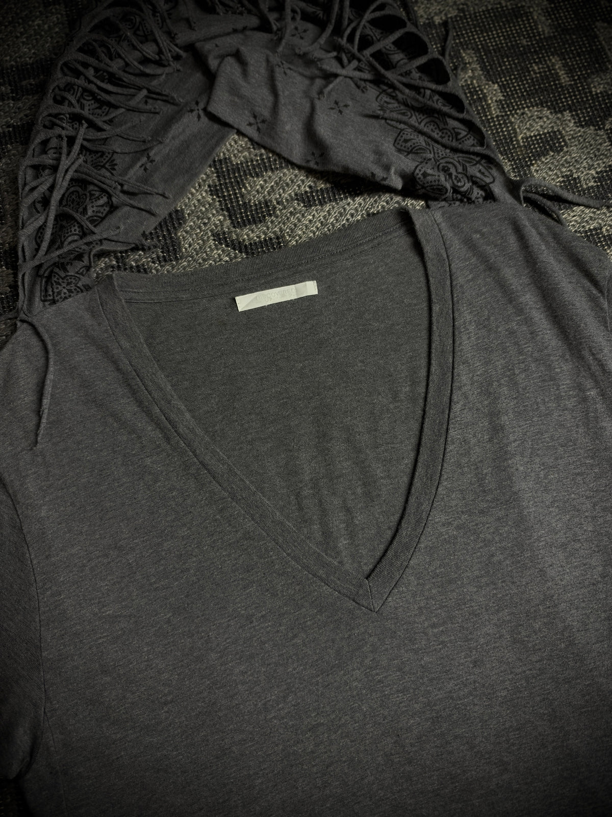 Discovered Fringed Draped Graphic T-Shirt