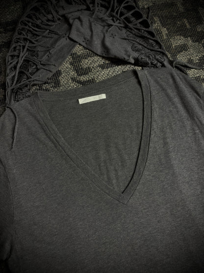 Discovered Fringed Draped Graphic T-Shirt
