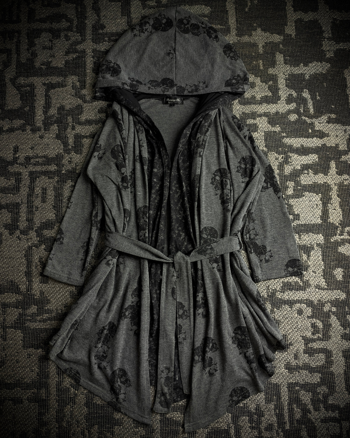 Bernings Sho Skull Draped Double Layer Hooded Cardigan