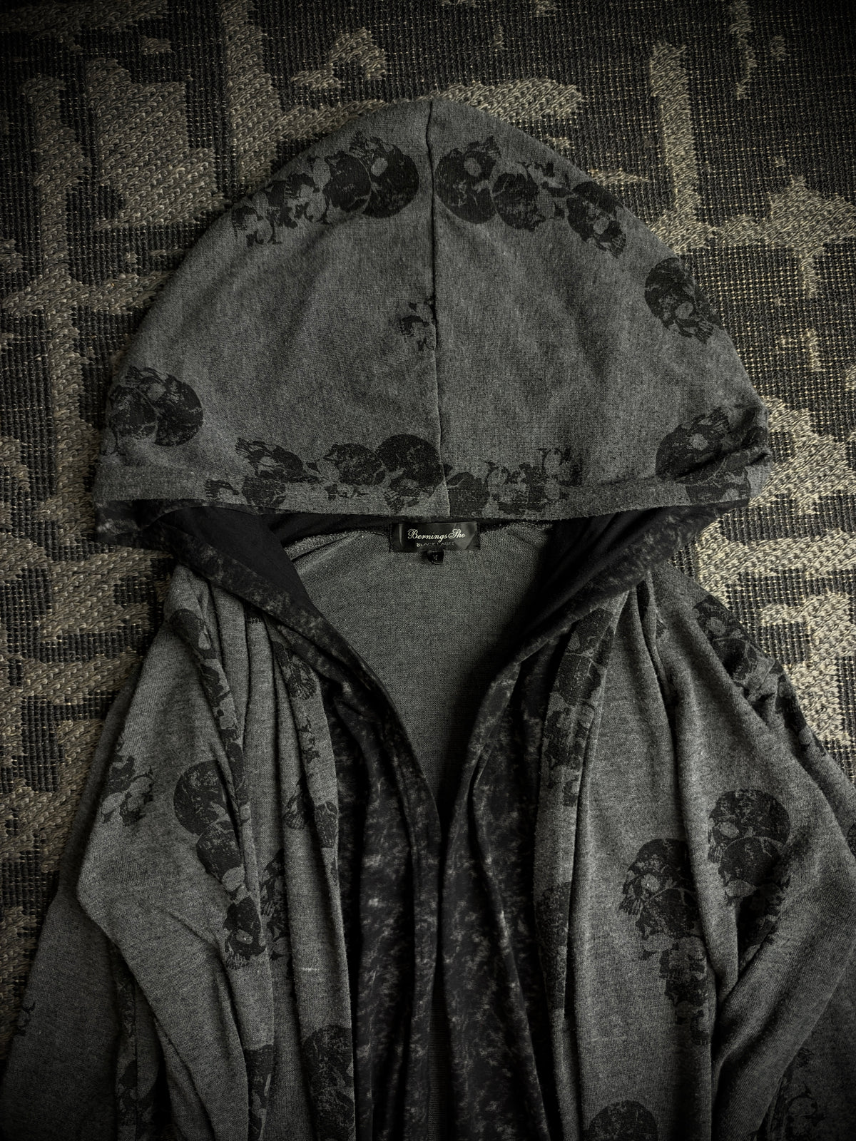 Bernings Sho Skull Draped Double Layer Hooded Cardigan