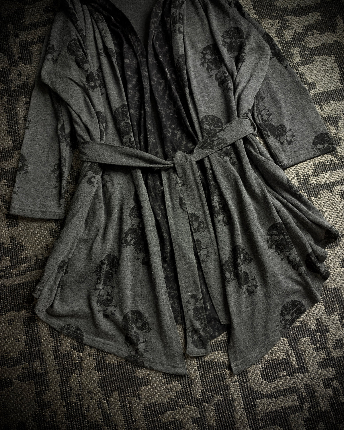 Bernings Sho Skull Draped Double Layer Hooded Cardigan