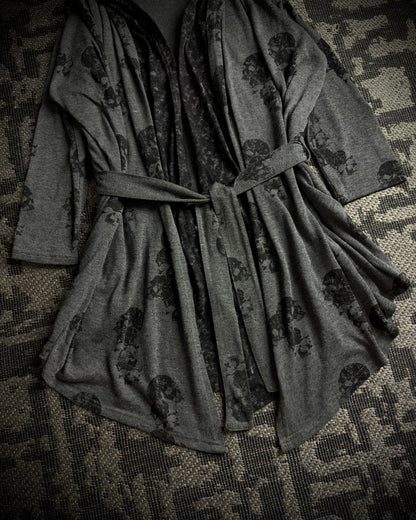 Bernings Sho Skull Draped Double Layer Hooded Cardigan
