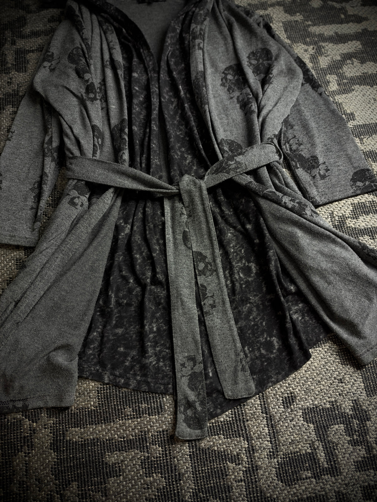 Bernings Sho Skull Draped Double Layer Hooded Cardigan