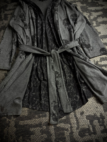 Bernings Sho Skull Draped Double Layer Hooded Cardigan