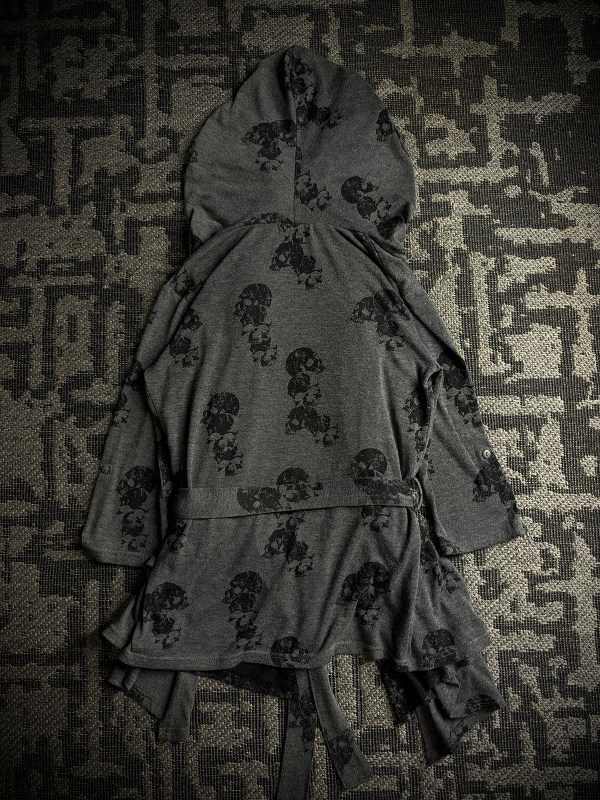 Bernings Sho Skull Draped Double Layer Hooded Cardigan