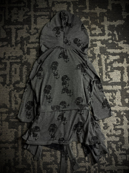 Bernings Sho Skull Draped Double Layer Hooded Cardigan
