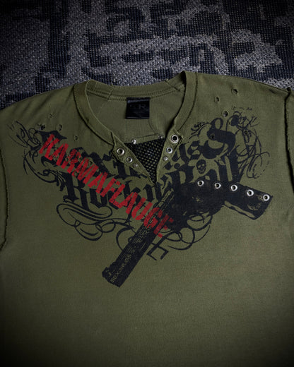 SDR 3D Skull Gun Distressed T-Shirt