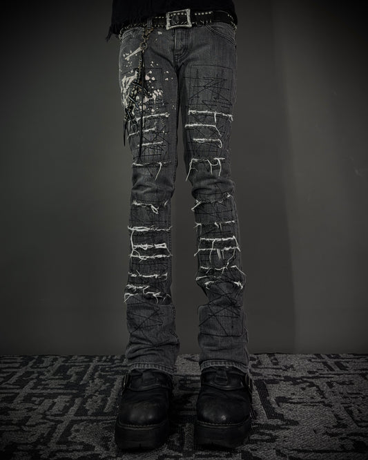 Hysteric Glamour Paint Splatter Destroyed Slim Bootcut