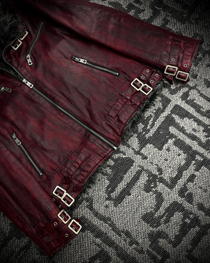 (for offer)Bernings Sho Deep Red Coated Faux Fur Jacket