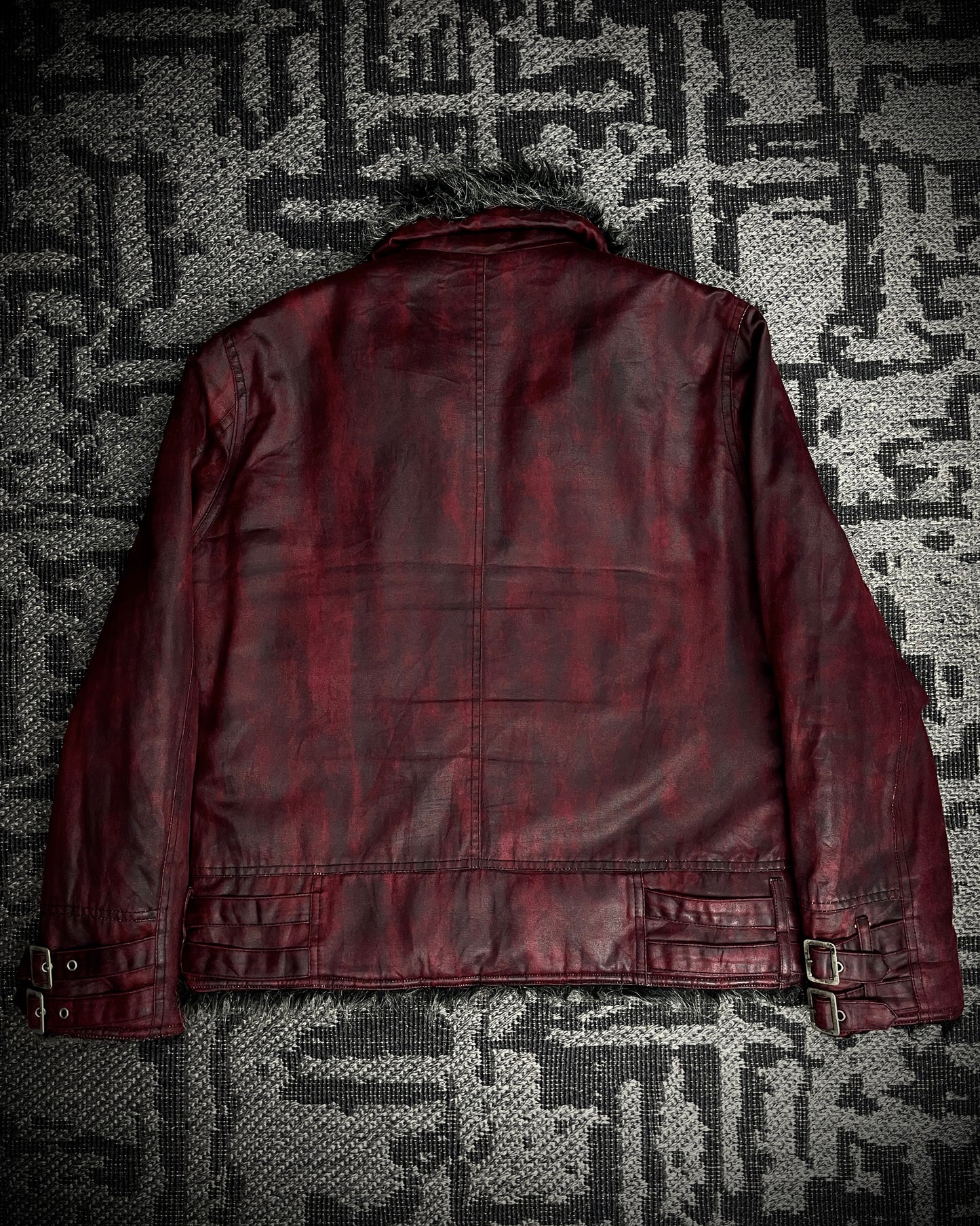 (for offer)Bernings Sho Deep Red Coated Faux Fur Jacket