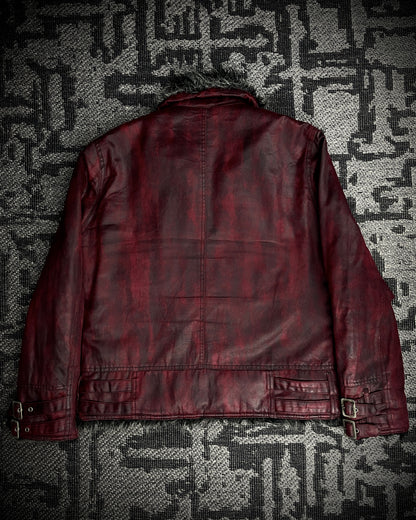 (for offer)Bernings Sho Deep Red Coated Faux Fur Jacket