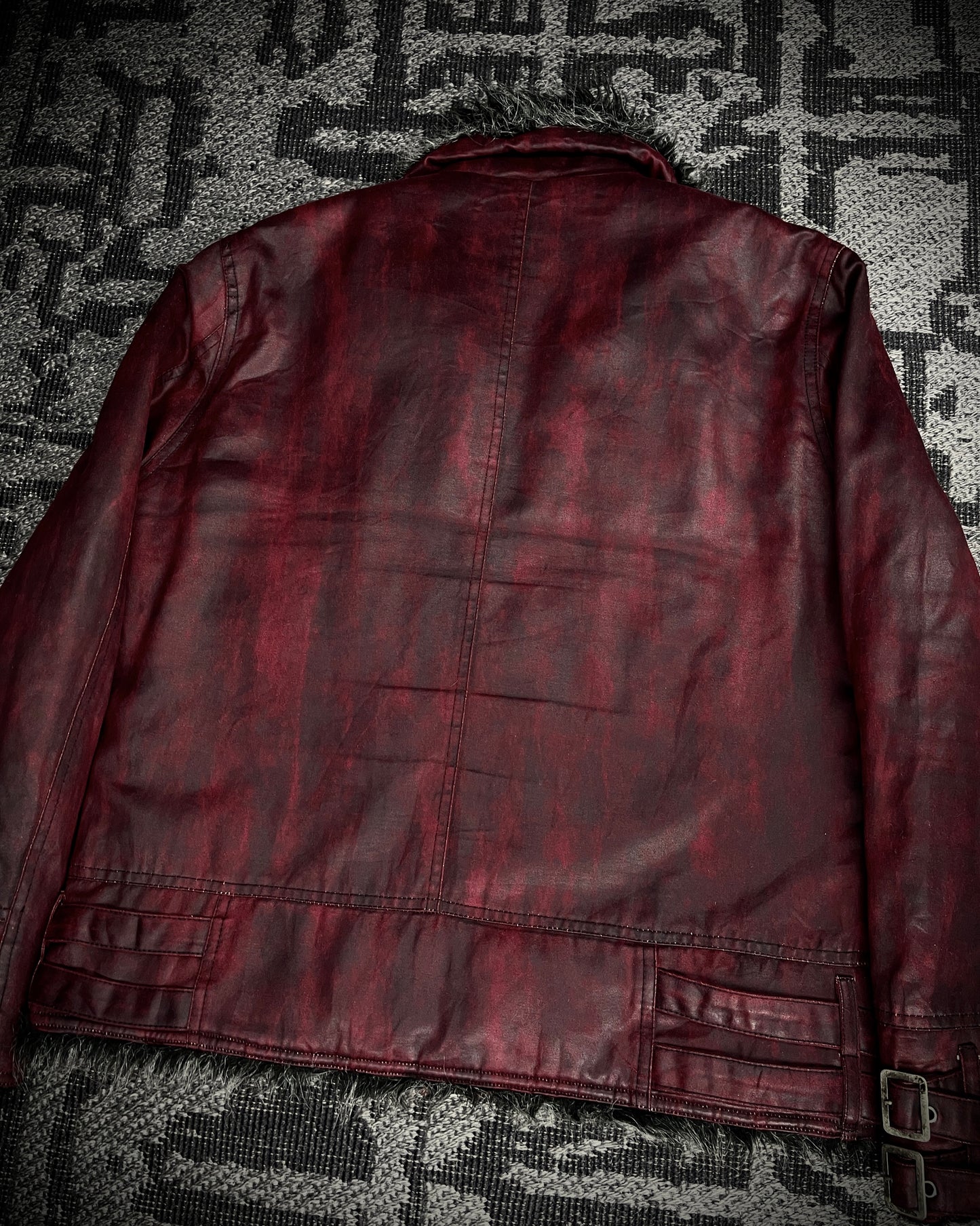 (for offer)Bernings Sho Deep Red Coated Faux Fur Jacket