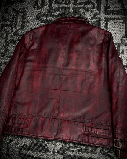 (for offer)Bernings Sho Deep Red Coated Faux Fur Jacket