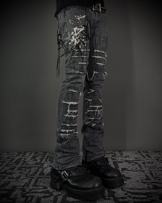 Hysteric Glamour Paint Splatter Destroyed Slim Bootcut