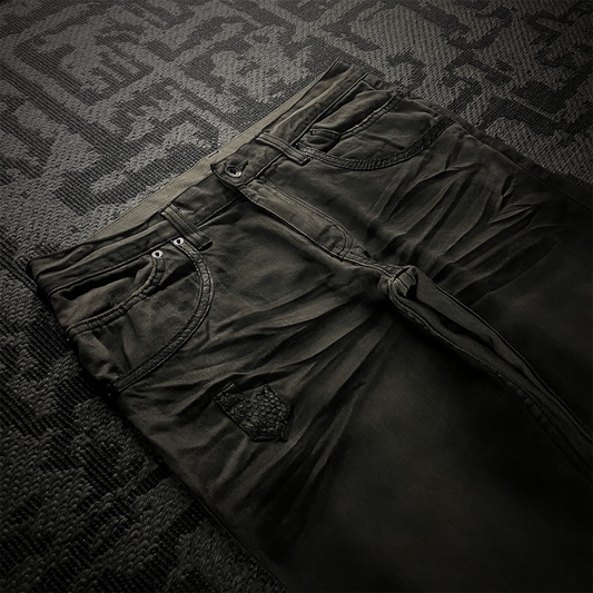 Semantic Design Mud Wash Snake Skin Flare Jeans