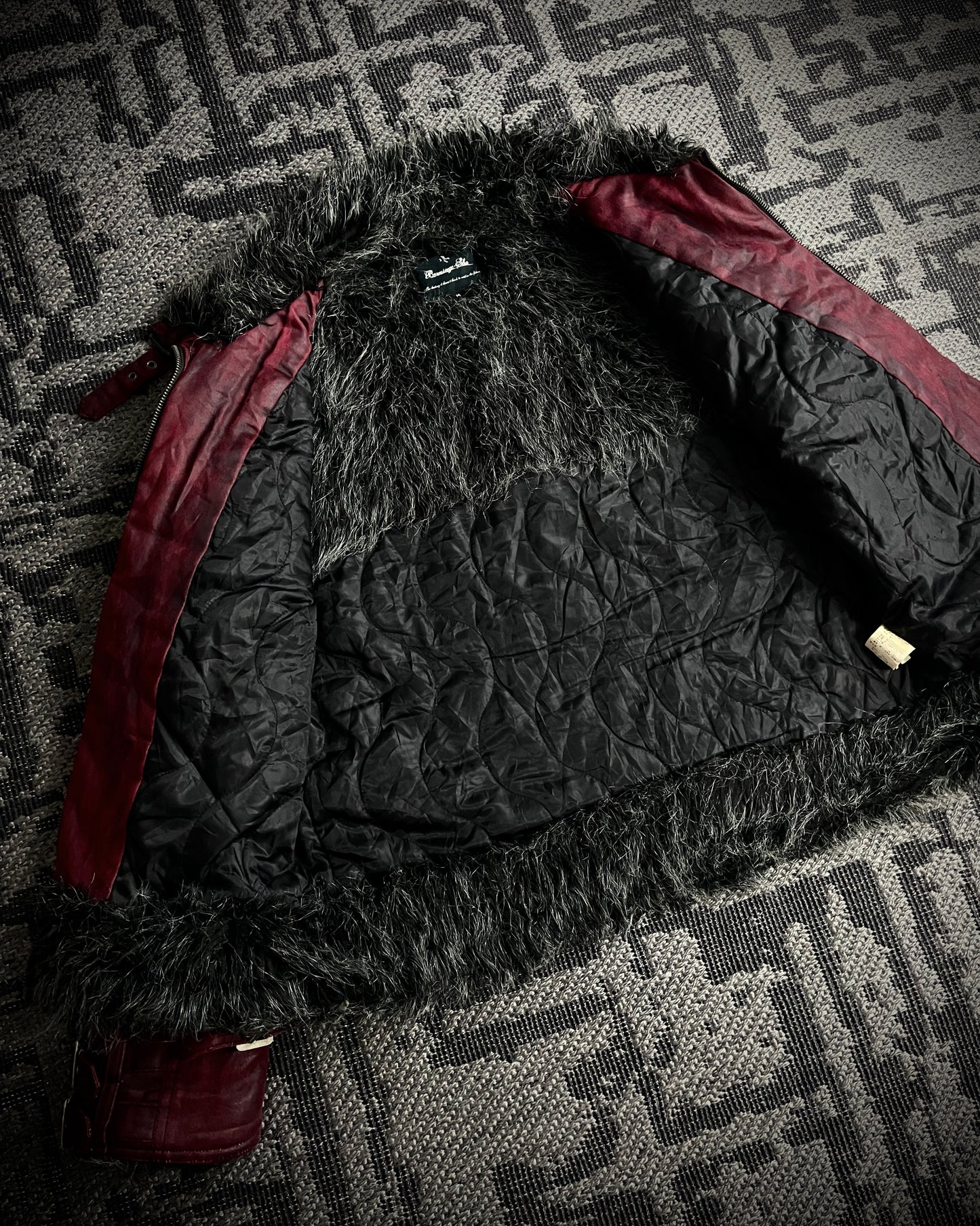 (for offer)Bernings Sho Deep Red Coated Faux Fur Jacket