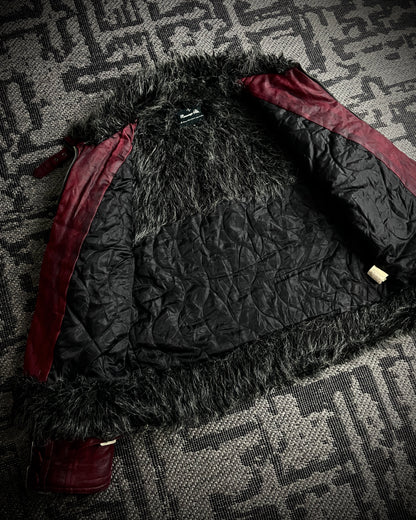 (for offer)Bernings Sho Deep Red Coated Faux Fur Jacket