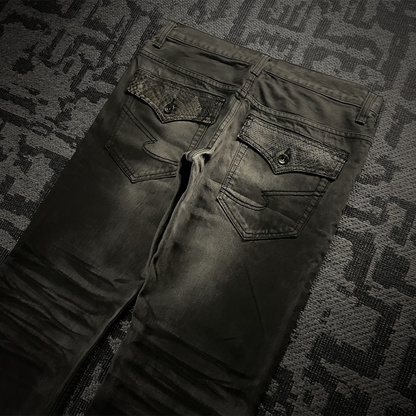 Semantic Design Mud Wash Snake Skin Flare Jeans