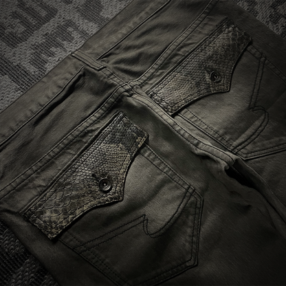 Semantic Design Mud Wash Snake Skin Flare Jeans