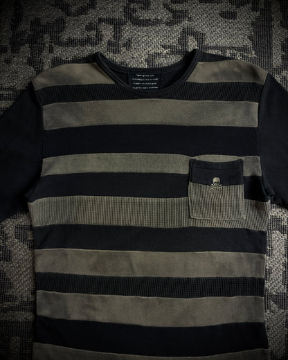 Roen Patterned Stripe Skull T-Shirt