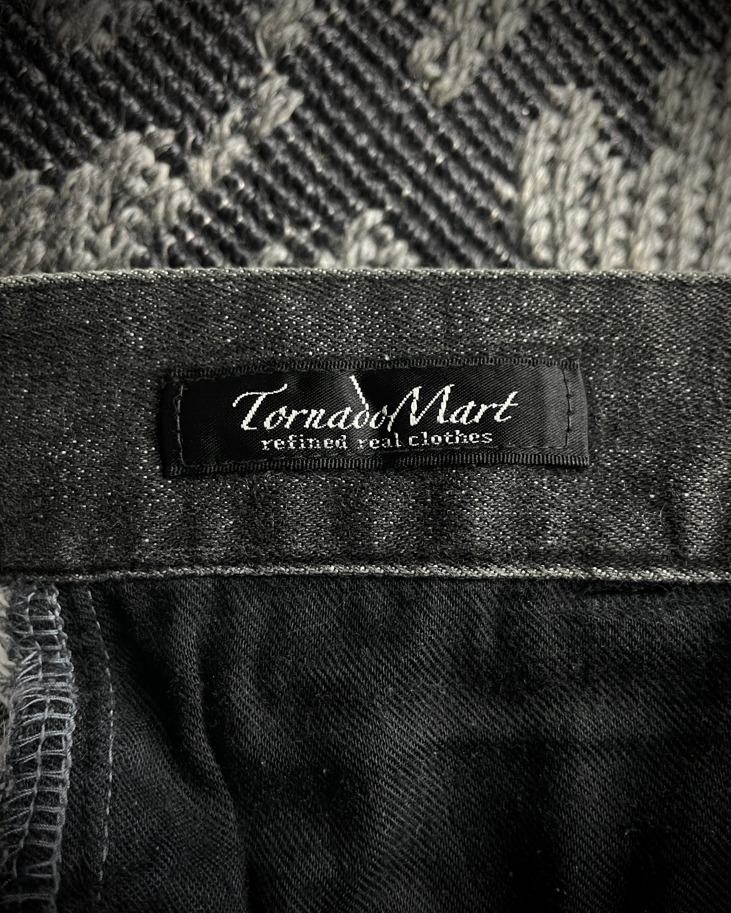 Tornado Mart Black Whiskered Faded Flared Denim