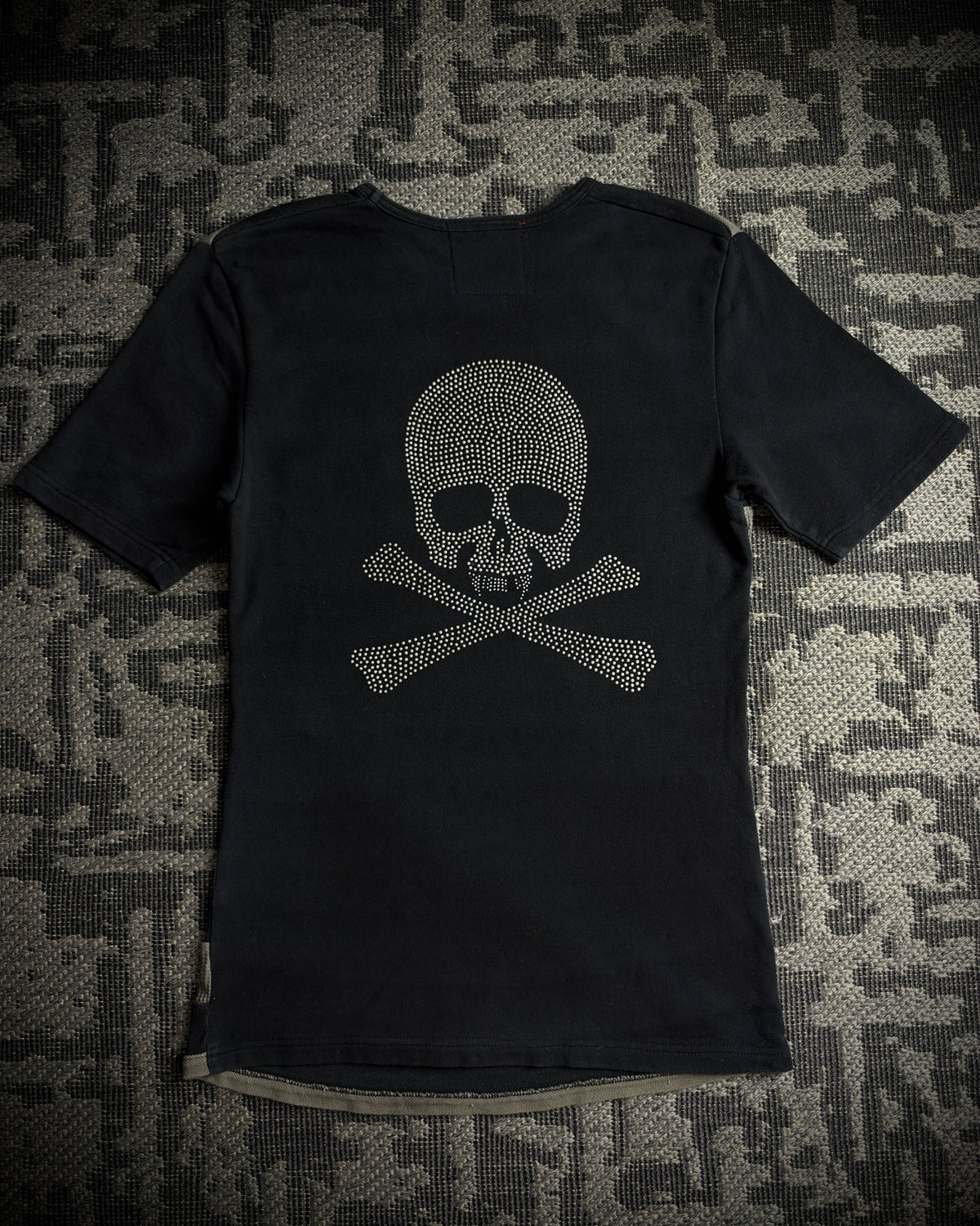 Roen Patterned Stripe Skull T-Shirt