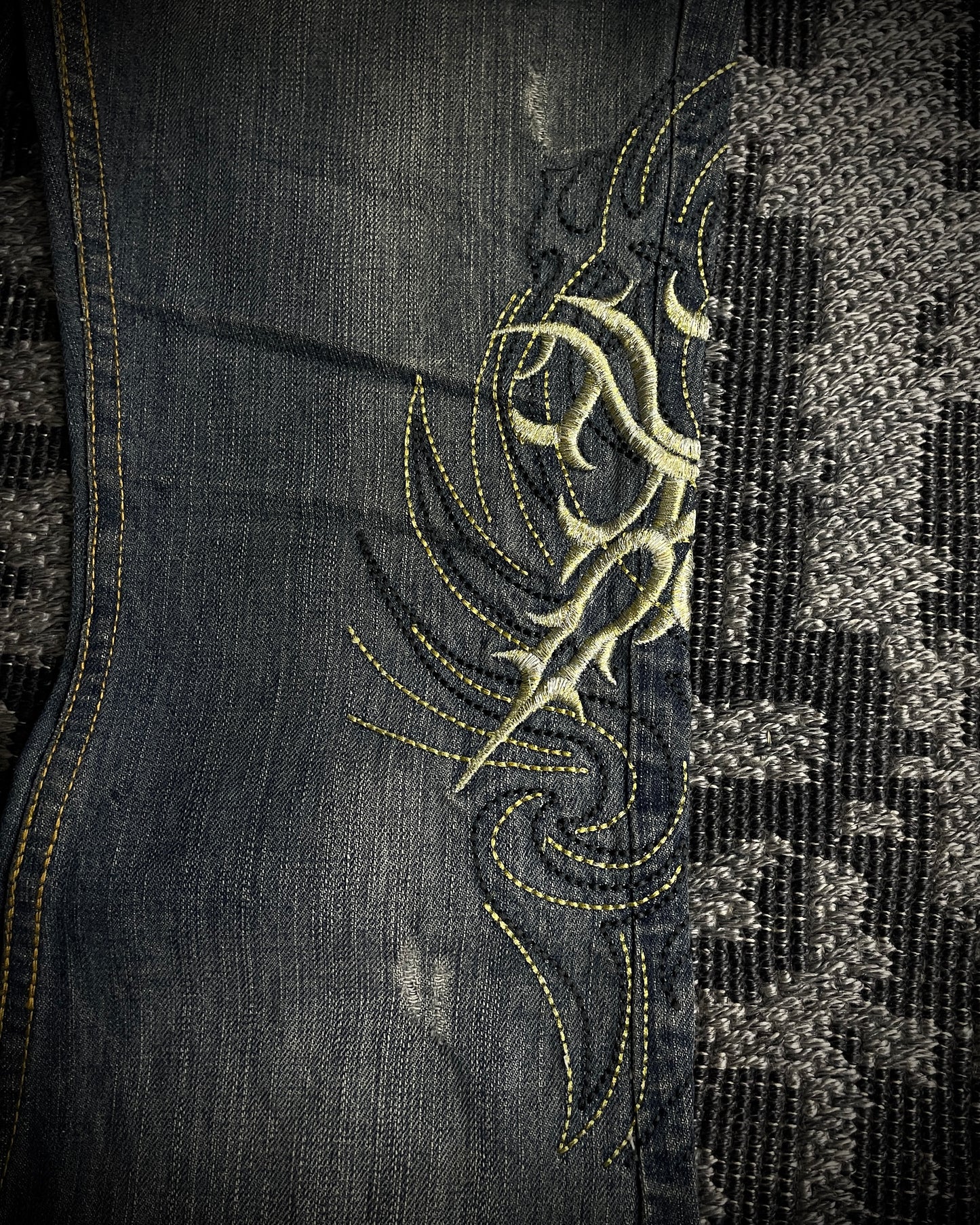 Tornado Mart Tribal Flame Flared Denim