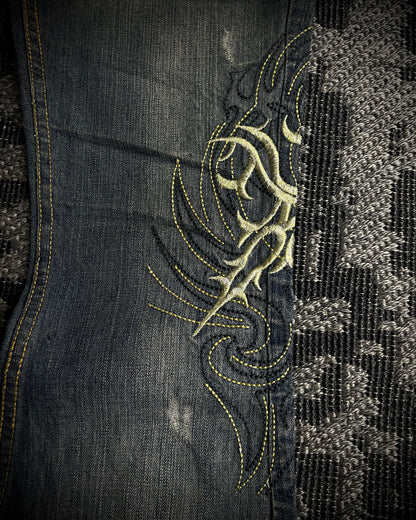 Tornado Mart Tribal Flame Flared Denim