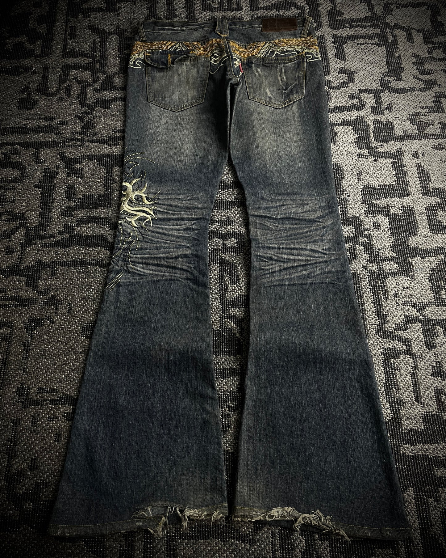 Tornado Mart Tribal Flame Flared Denim