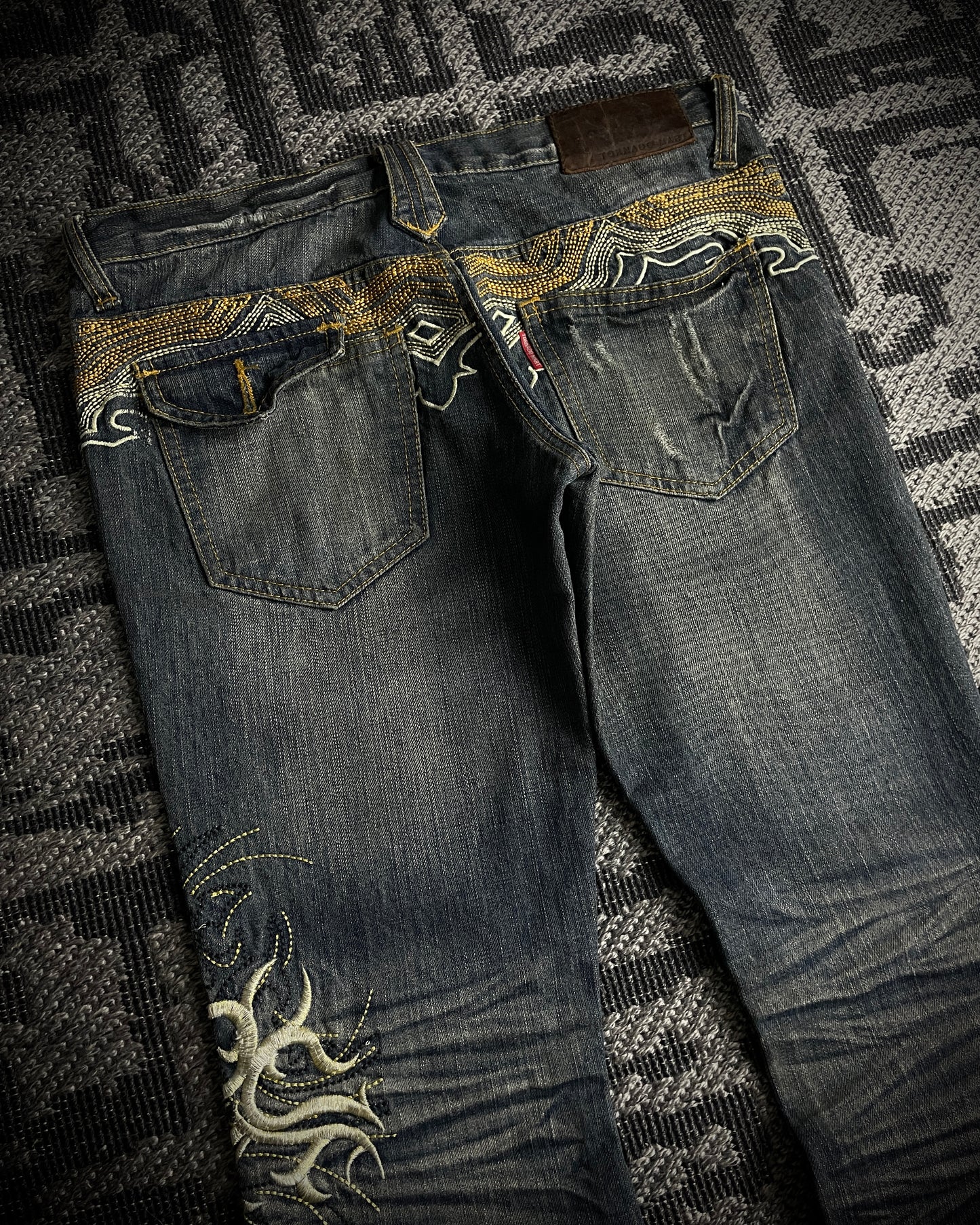 Tornado Mart Tribal Flame Flared Denim