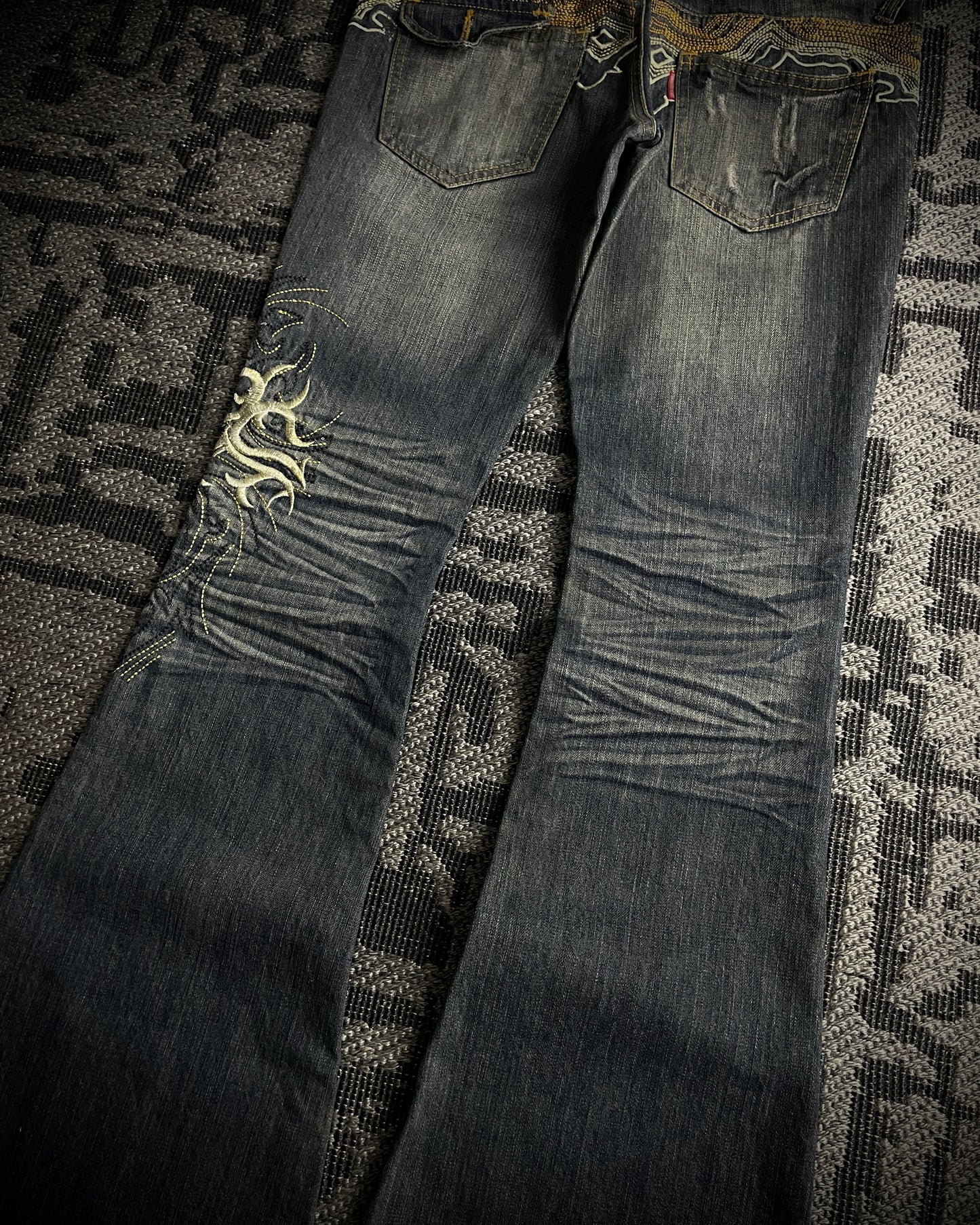 Tornado Mart Tribal Flame Flared Denim