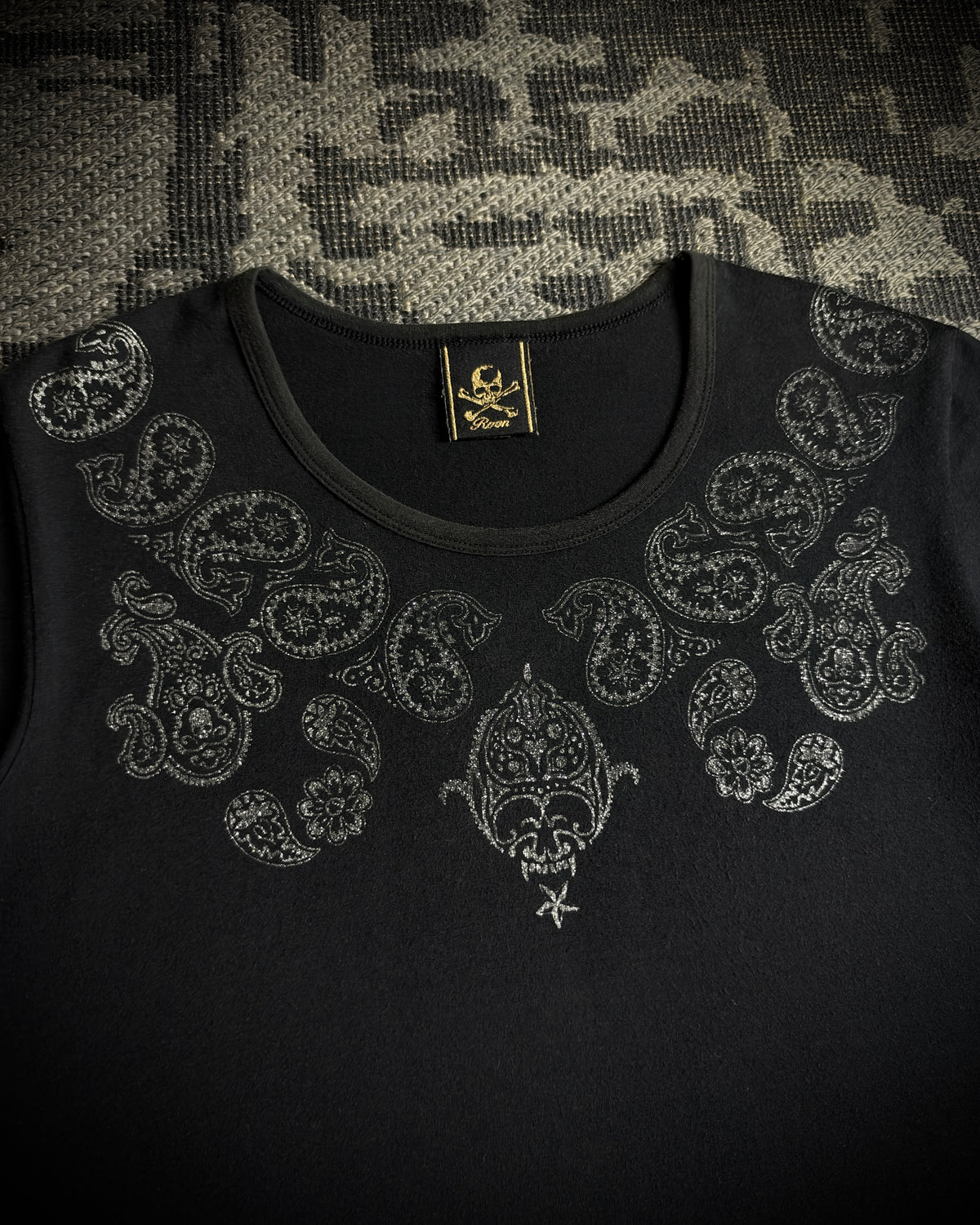 Roen Glitter Paisley Skull T-Shirt