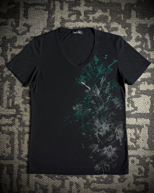 Tornado Mart Floral Splatter V-Neck T-Shirt