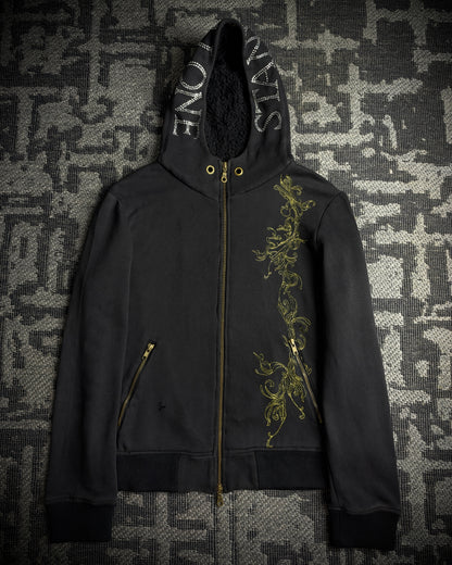 Midas Gold Ornamental Rhinestone Zip Hoodie