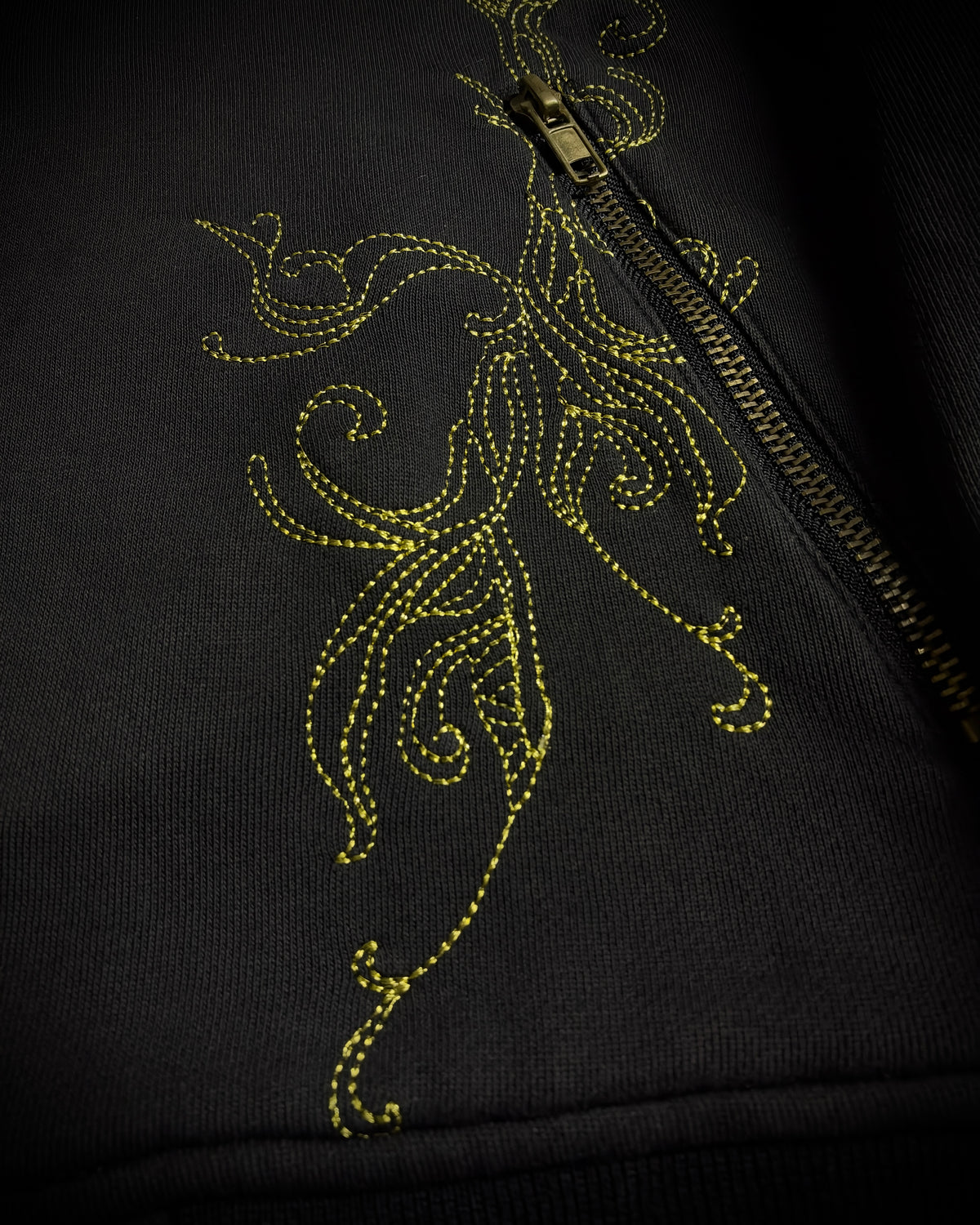 Midas Gold Ornamental Rhinestone Zip Hoodie