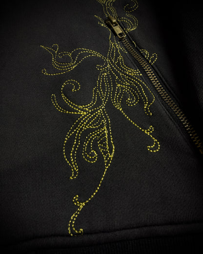 Midas Gold Ornamental Rhinestone Zip Hoodie