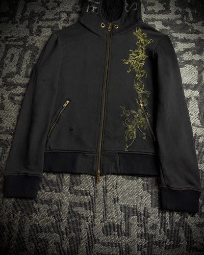 Midas Gold Ornamental Rhinestone Zip Hoodie
