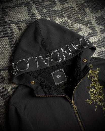 Midas Gold Ornamental Rhinestone Zip Hoodie