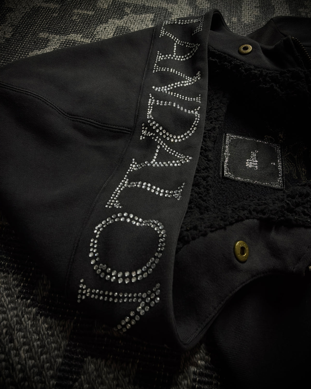 Midas Gold Ornamental Rhinestone Zip Hoodie