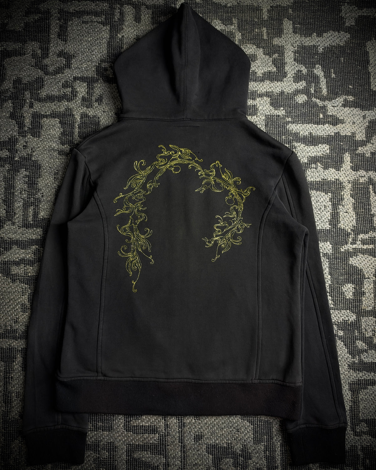 Midas Gold Ornamental Rhinestone Zip Hoodie