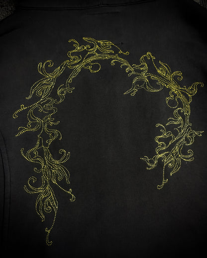 Midas Gold Ornamental Rhinestone Zip Hoodie